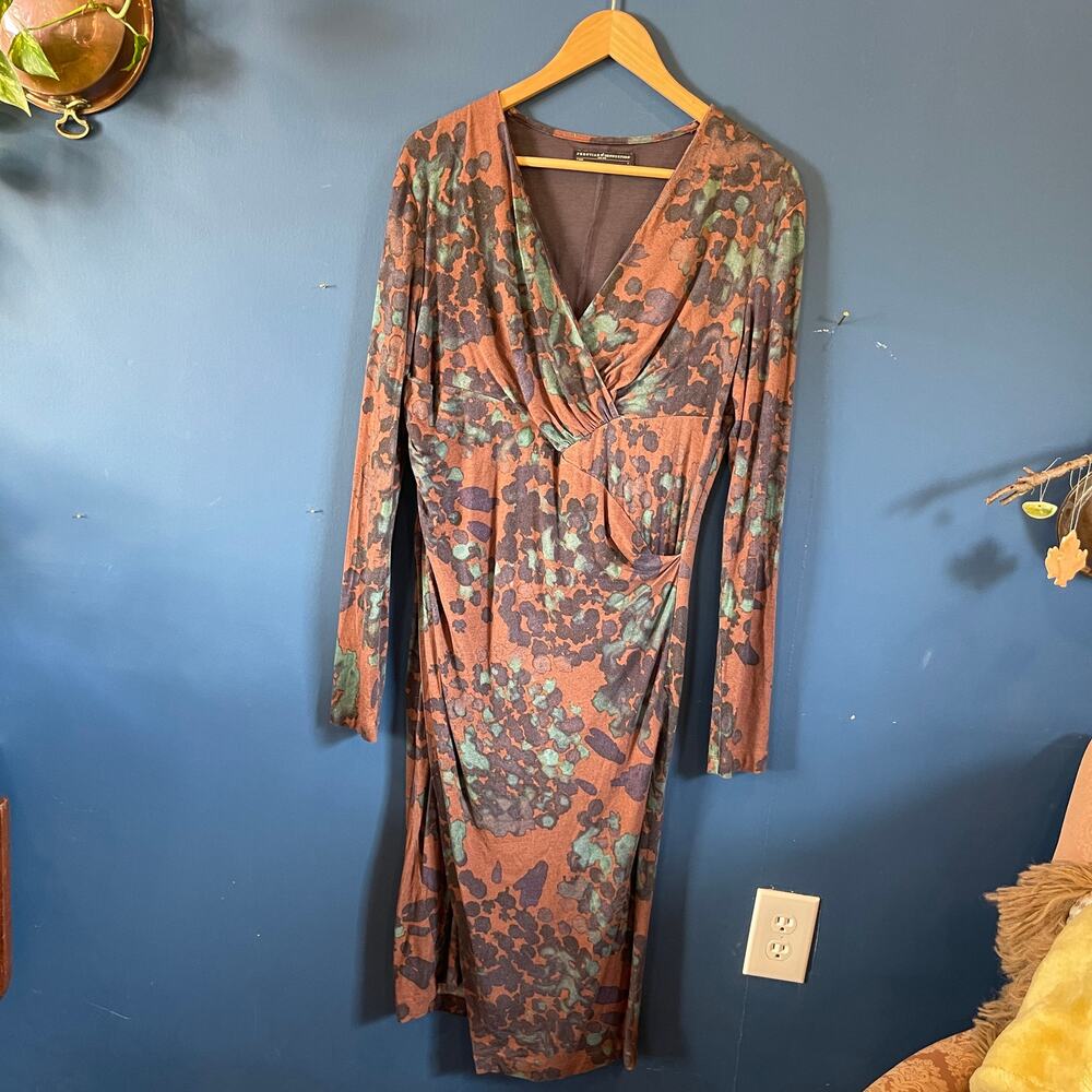 Peruvian Connection Wrap Dress – Earthy Abstract Print – Women’s Large
